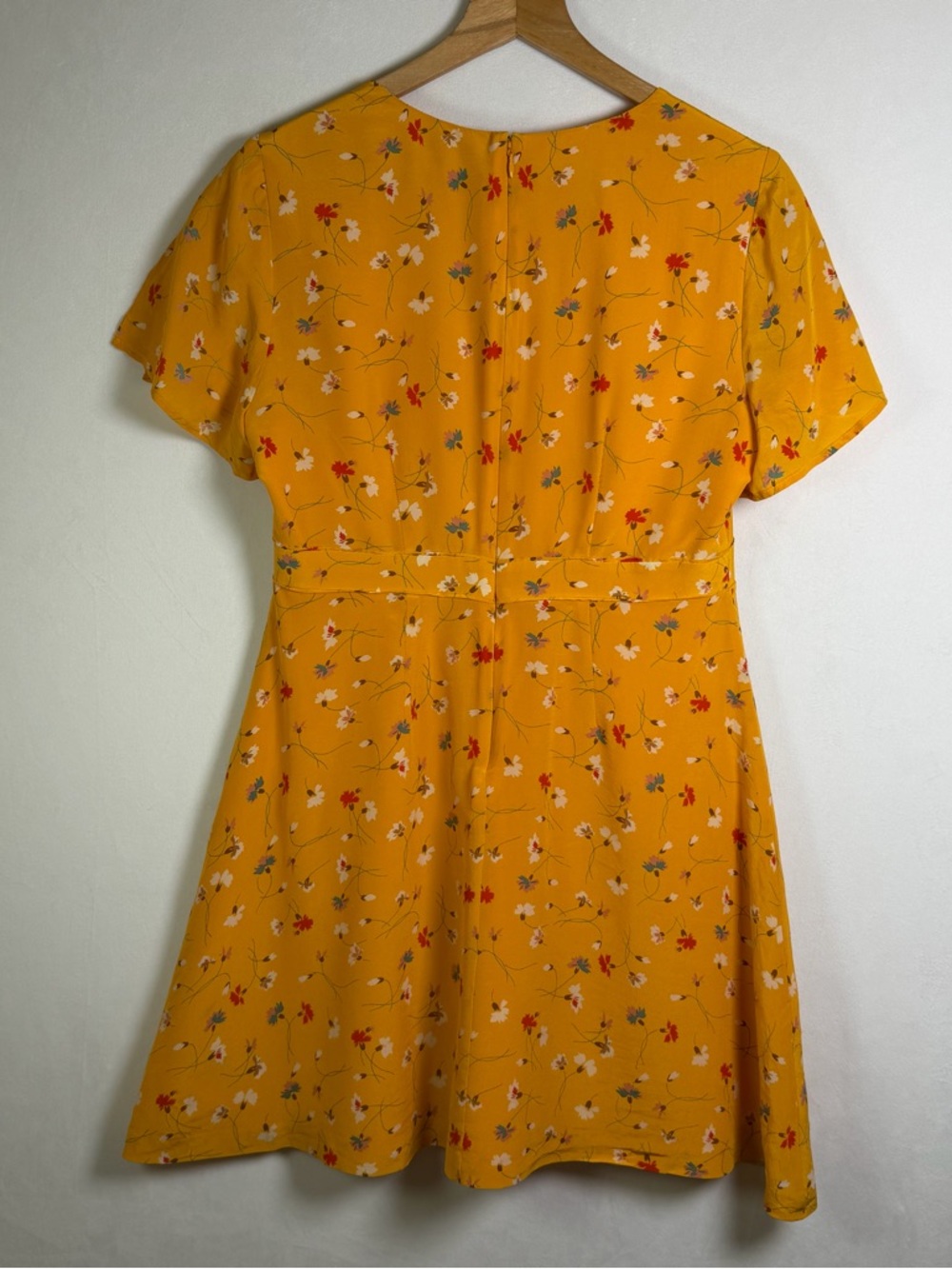 Madewell Silk Belladonna Dress Womens Sz 6 Yellow Floral Mini Cottage Boho Lux - Picture 3 of 11